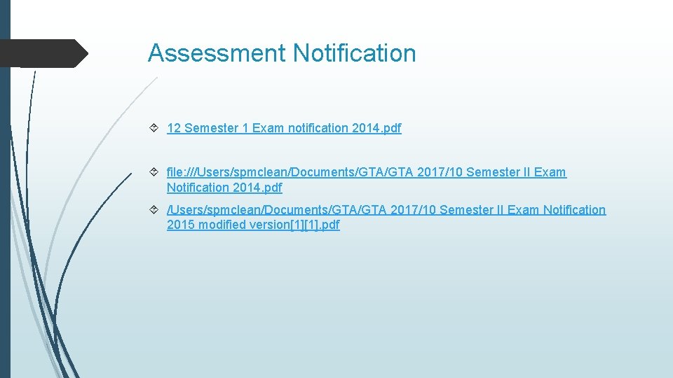 Assessment Notification 12 Semester 1 Exam notification 2014. pdf file: ///Users/spmclean/Documents/GTA 2017/10 Semester II Assessment Notification 12 Semester 1 Exam notification 2014. pdf file: ///Users/spmclean/Documents/GTA 2017/10 Semester II