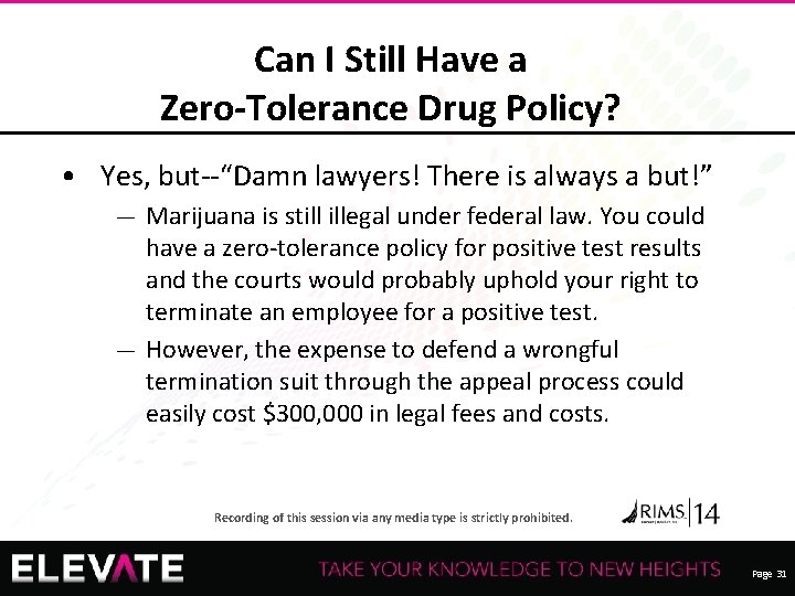 Can I Still Have a Zero-Tolerance Drug Policy? • Yes, but--“Damn lawyers! There is