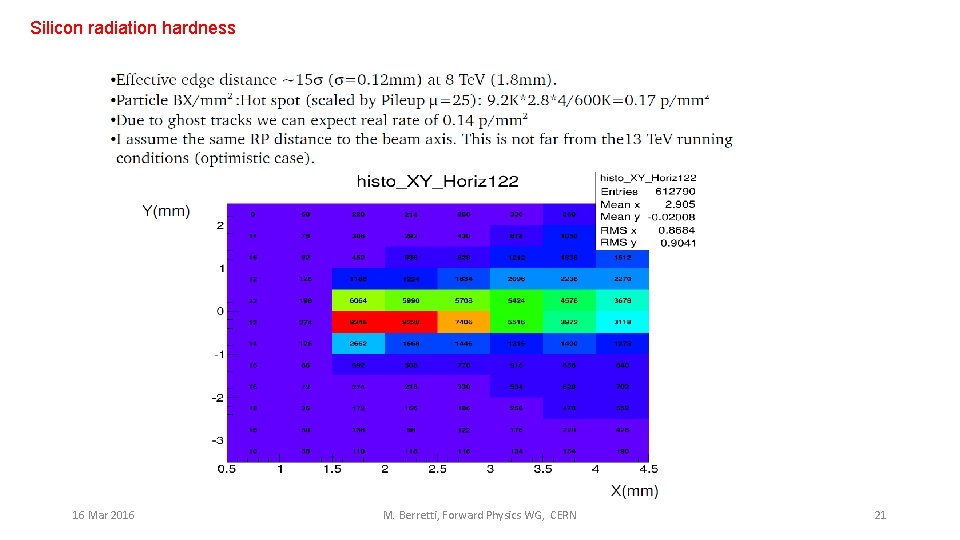 Silicon radiation hardness 16 Mar 2016 M. Berretti, Forward Physics WG, CERN 21 