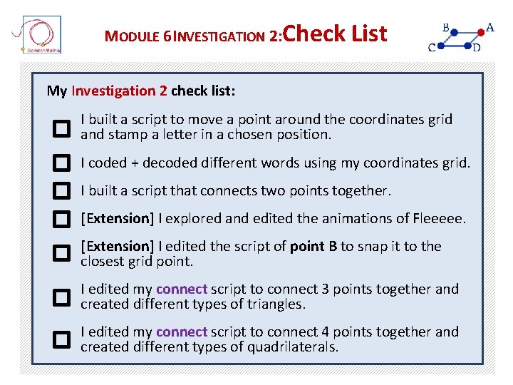 MODULE 6 INVESTIGATION 2: Check List My Investigation 2 check list: I built a MODULE 6 INVESTIGATION 2: Check List My Investigation 2 check list: I built a