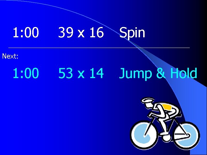 1: 00 39 x 16 Spin 53 x 14 Jump & Hold Next: 1: