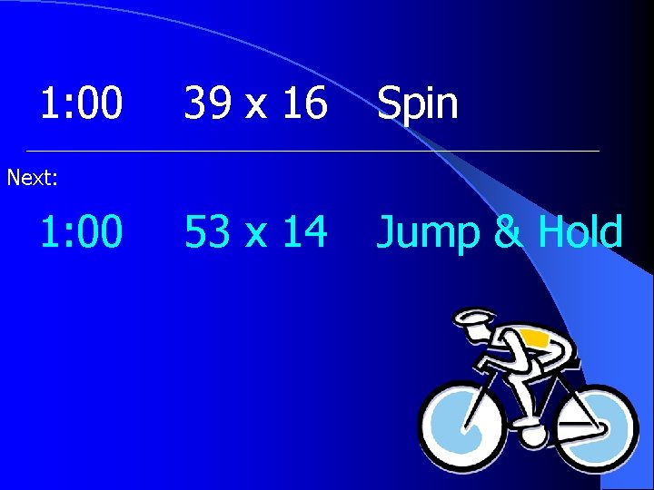1: 00 39 x 16 Spin 53 x 14 Jump & Hold Next: 1:
