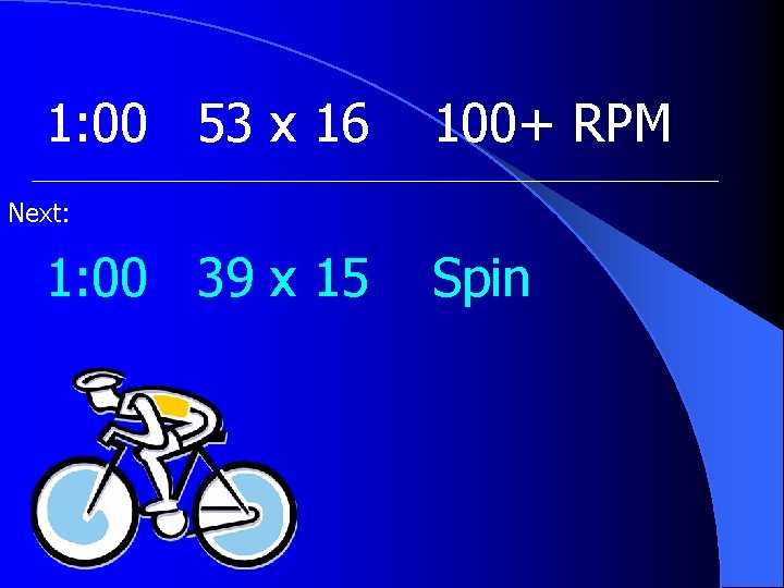 1: 00 53 x 16 100+ RPM Next: 1: 00 39 x 15 Spin