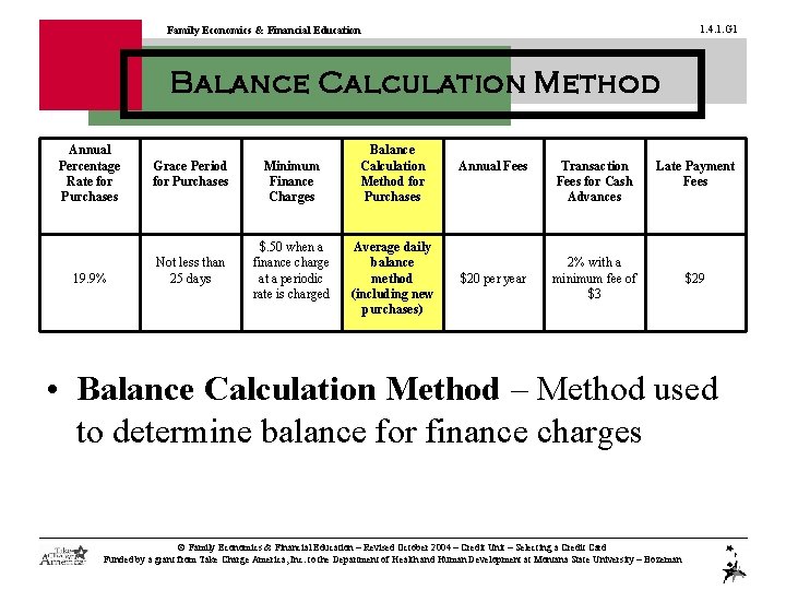 1. 4. 1. G 1 Family Economics & Financial Education Balance Calculation Method Annual
