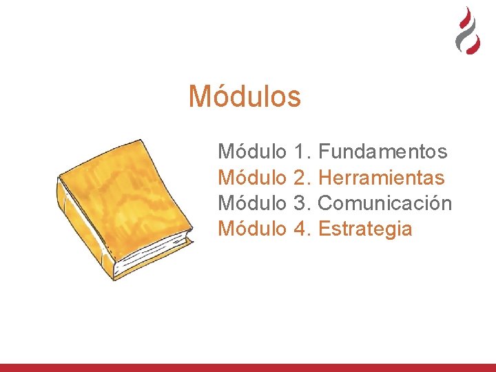 Módulos Módulo 1. Fundamentos Módulo 2. Herramientas Módulo 3. Comunicación Módulo 4. Estrategia 