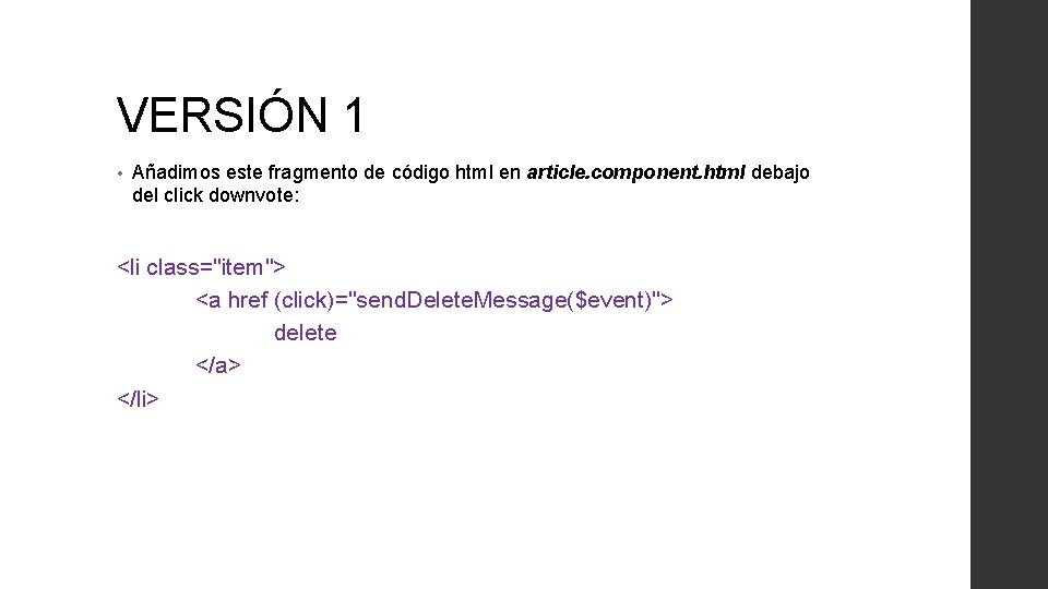 VERSIÓN 1 • Añadimos este fragmento de código html en article. component. html debajo