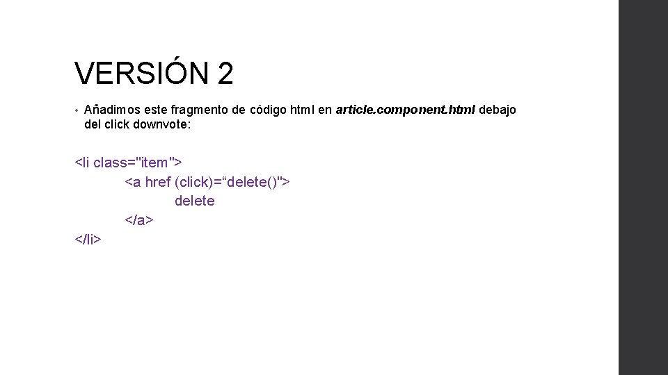 VERSIÓN 2 • Añadimos este fragmento de código html en article. component. html debajo