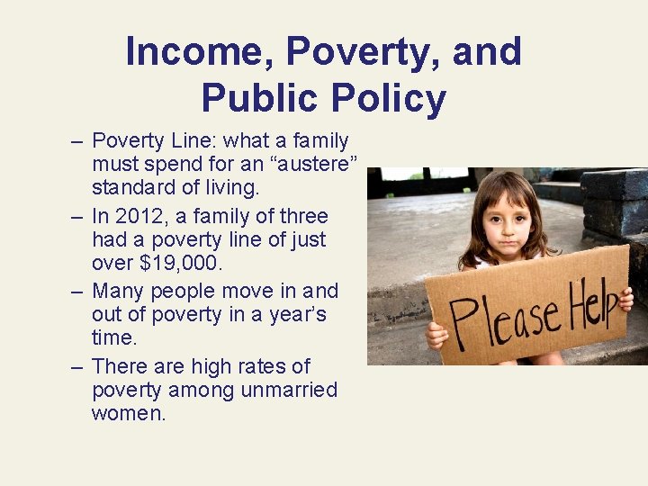 Income, Poverty, and Public Policy – Poverty Line: what a family must spend for