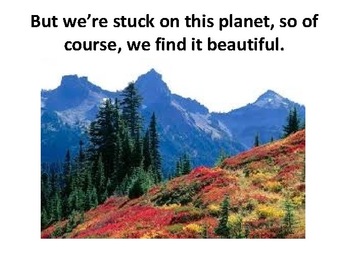 But we’re stuck on this planet, so of course, we find it beautiful. 