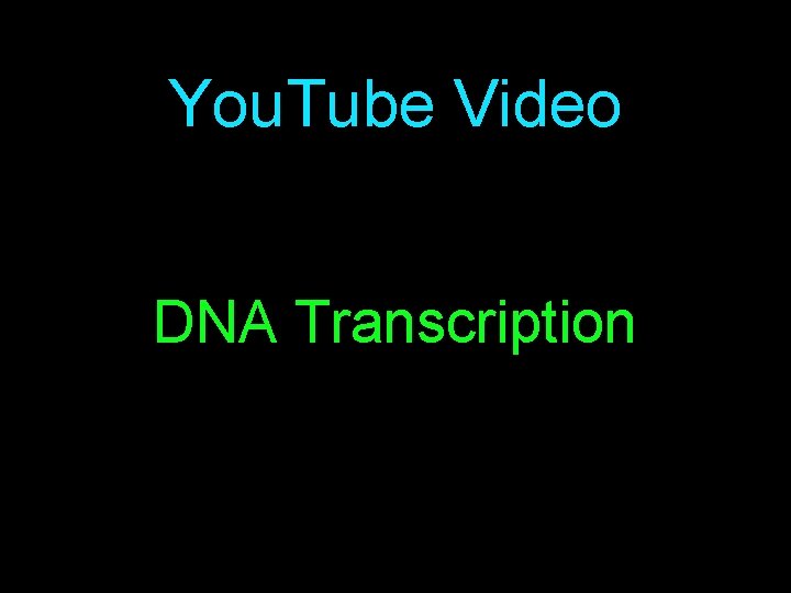 You. Tube Video DNA Transcription 
