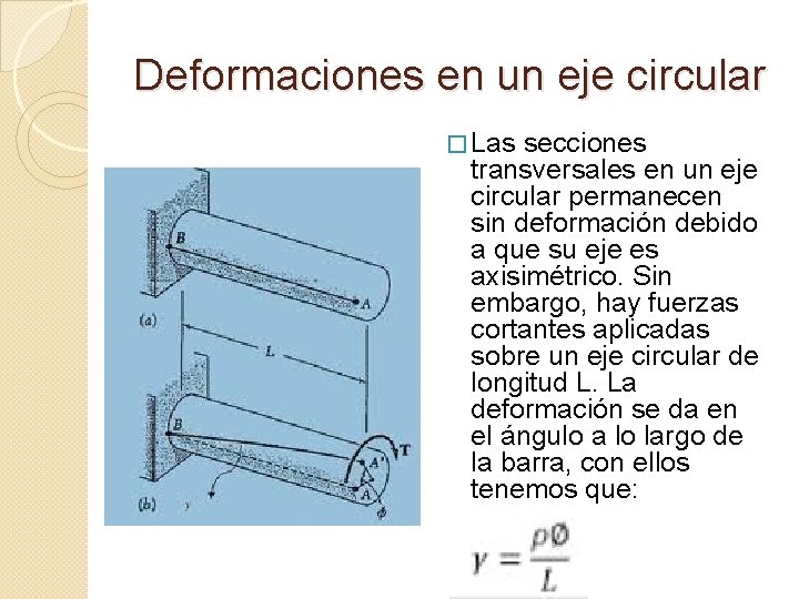 Deformaciones en un eje circular � Las secciones transversales en un eje circular permanecen