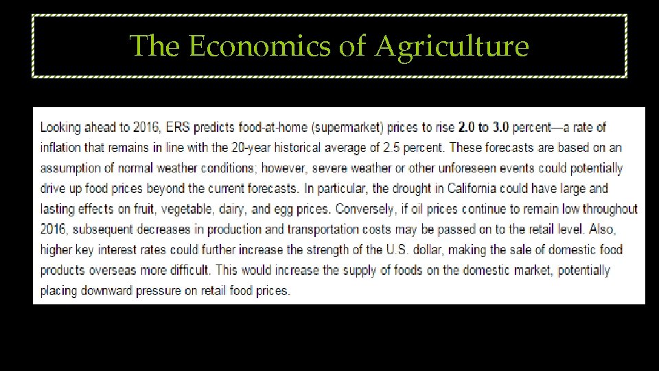 The Economics of Agriculture 