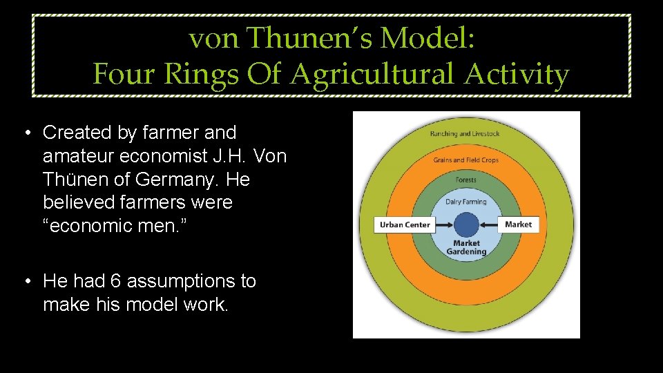von Thunen’s Model: Four Rings Of Agricultural Activity • Created by farmer and amateur