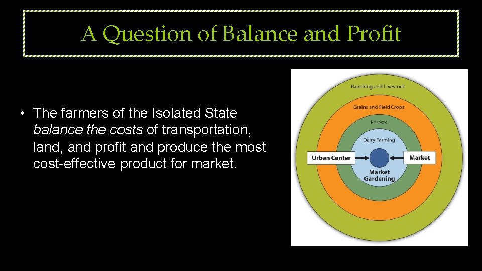 A Question of Balance and Profit • The farmers of the Isolated State balance
