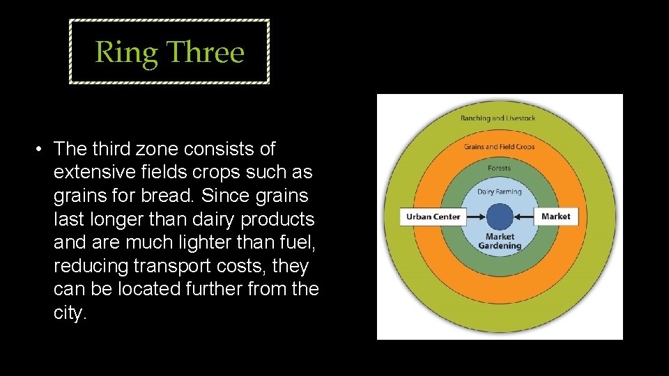 Ring Three • The third zone consists of extensive fields crops such as grains