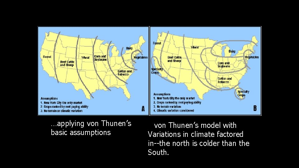 …applying von Thunen’s basic assumptions …von Thunen’s model with Variations in climate factored in--the