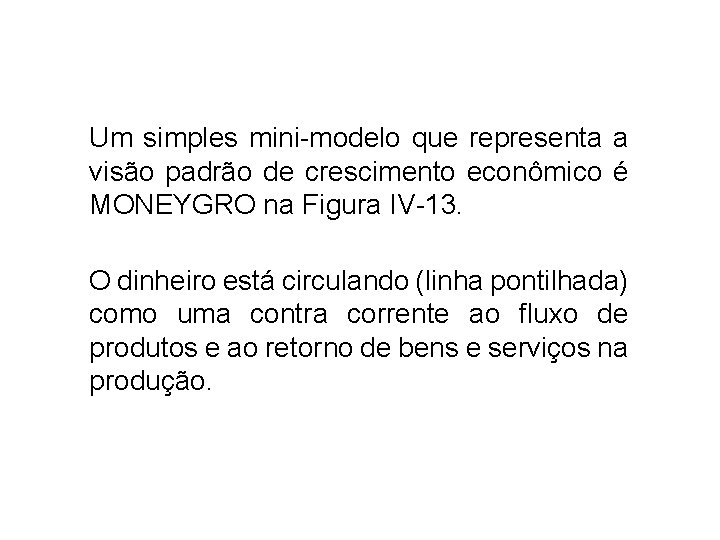 Um simples mini-modelo que representa a visão padrão de crescimento econômico é MONEYGRO na