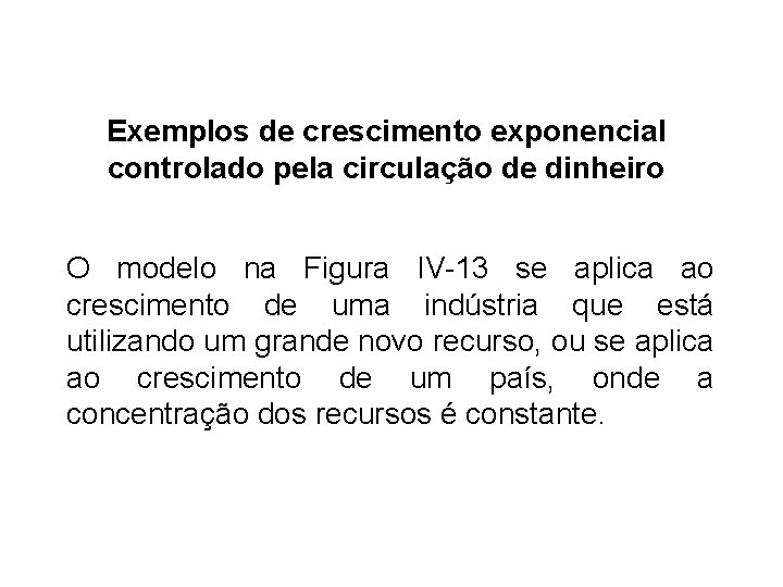 Exemplos de crescimento exponencial controlado pela circulação de dinheiro O modelo na Figura IV-13