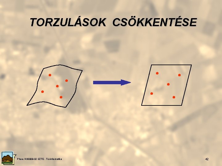 TORZULÁSOK CSÖKKENTÉSE Phare HU 0008 -02 SZTE - Térinformatika 42 