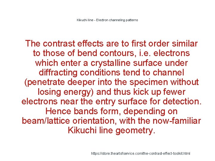 Kikuchi line - Electron channeling patterns 1 The contrast effects are to first order