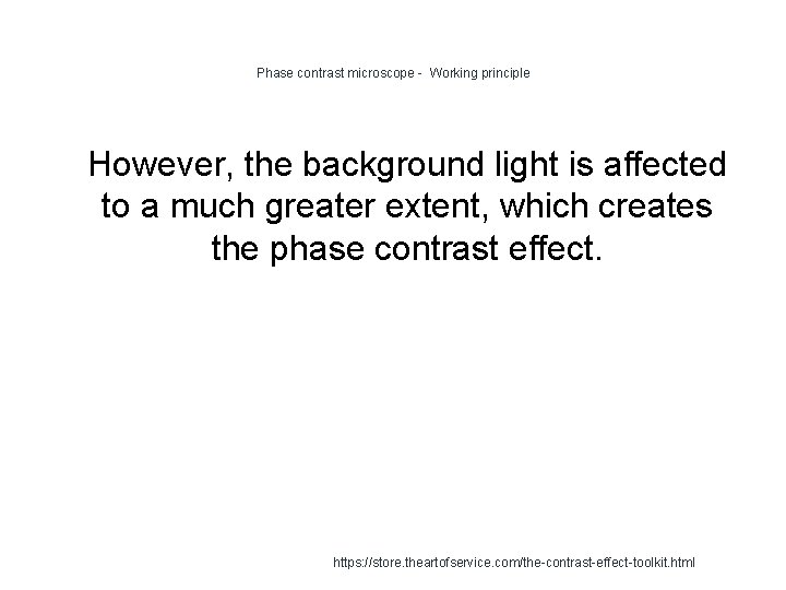 Phase contrast microscope - Working principle 1 However, the background light is affected to