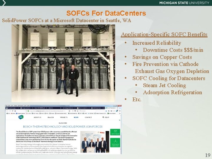 SOFCs For Data. Centers Solid. Power SOFCs at a Microsoft Datacenter in Seattle, WA