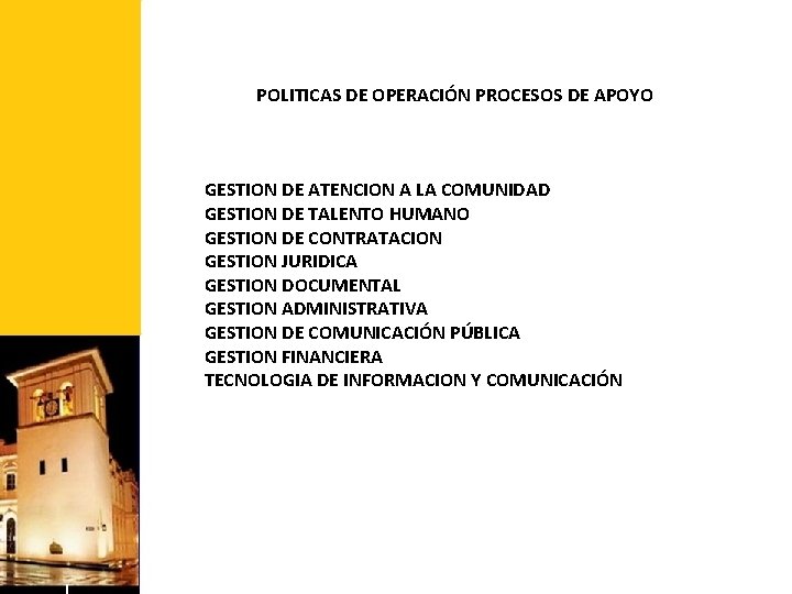 POLITICAS DE OPERACIÓN PROCESOS DE APOYO GESTION DE ATENCION A LA COMUNIDAD GESTION DE