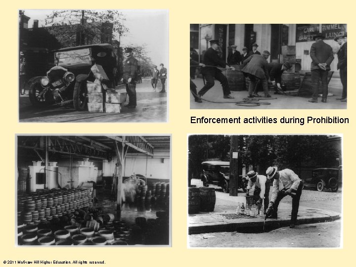Enforcement activities during Prohibition © 2011 Mc. Graw-Hill Higher Education. All rights reserved. 