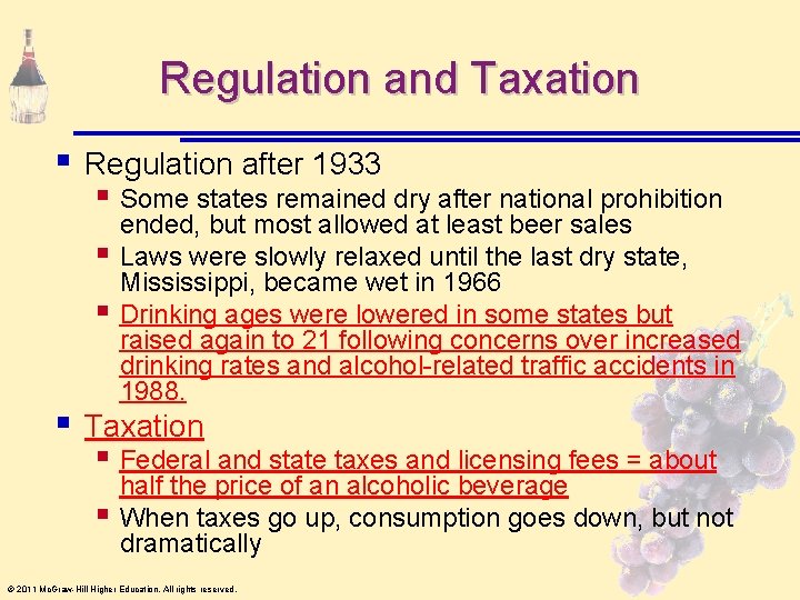 Regulation and Taxation § Regulation after 1933 § Some states remained dry after national