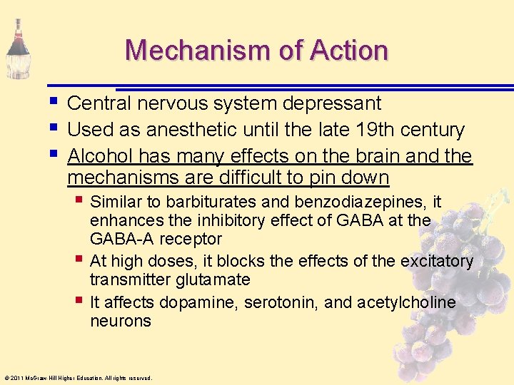 Mechanism of Action § § § Central nervous system depressant Used as anesthetic until