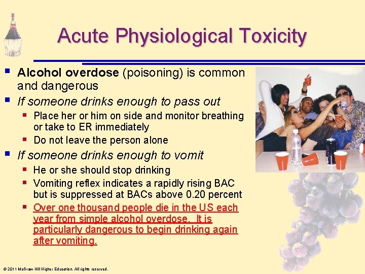 Acute Physiological Toxicity § § § Alcohol overdose (poisoning) is common and dangerous If