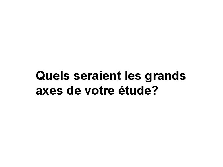 Quel parcours de lecture? Quels seraient les grands axes de votre étude? 