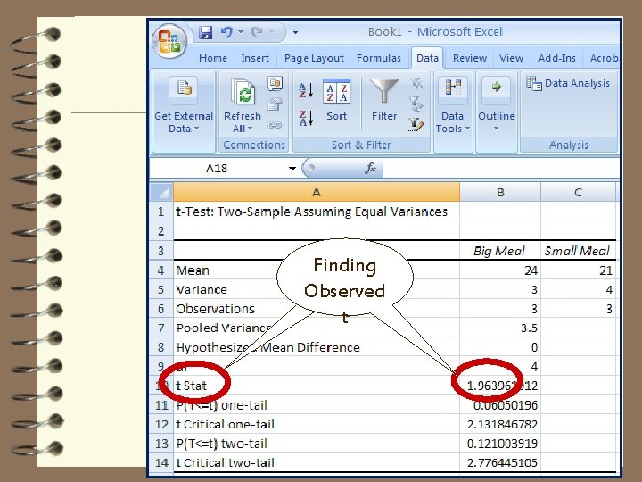 Finding Observed t 