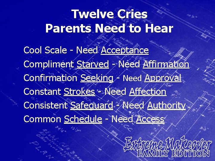 Twelve Cries Parents Need to Hear Cool Scale - Need Acceptance Compliment Starved -