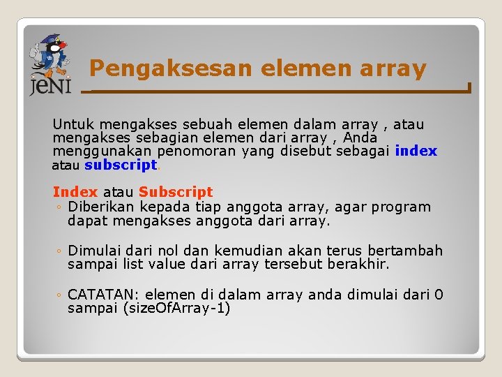 Java array Pengenalan Pemrograman 1 Versi 2 0