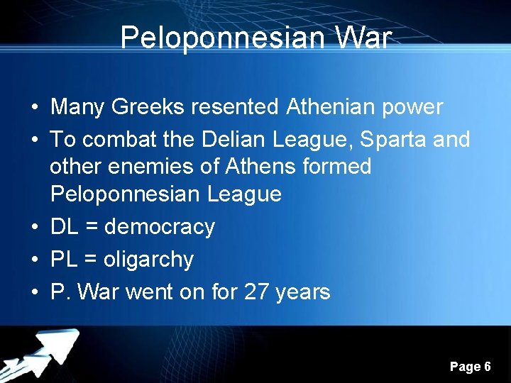 Peloponnesian War • Many Greeks resented Athenian power • To combat the Delian League,