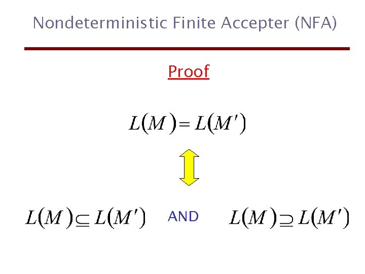 Nondeterministic Finite Accepter (NFA) Proof AND 