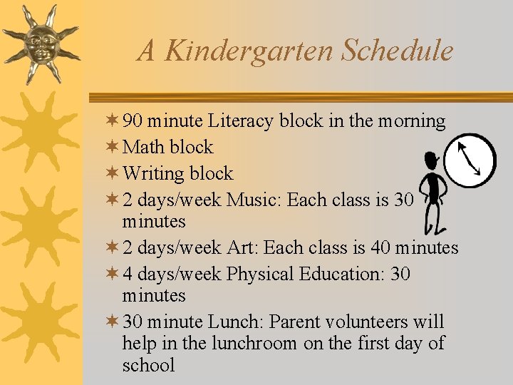 A Kindergarten Schedule ¬ 90 minute Literacy block in the morning ¬ Math block