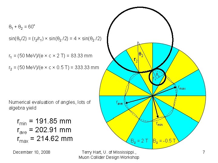 θ 1 + θ 2 = 60º sin(θ 1/2) = (r 2/r 1) ×
