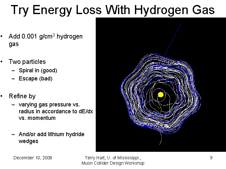 Try Energy Loss With Hydrogen Gas • Add 0. 001 g/cm 3 hydrogen gas