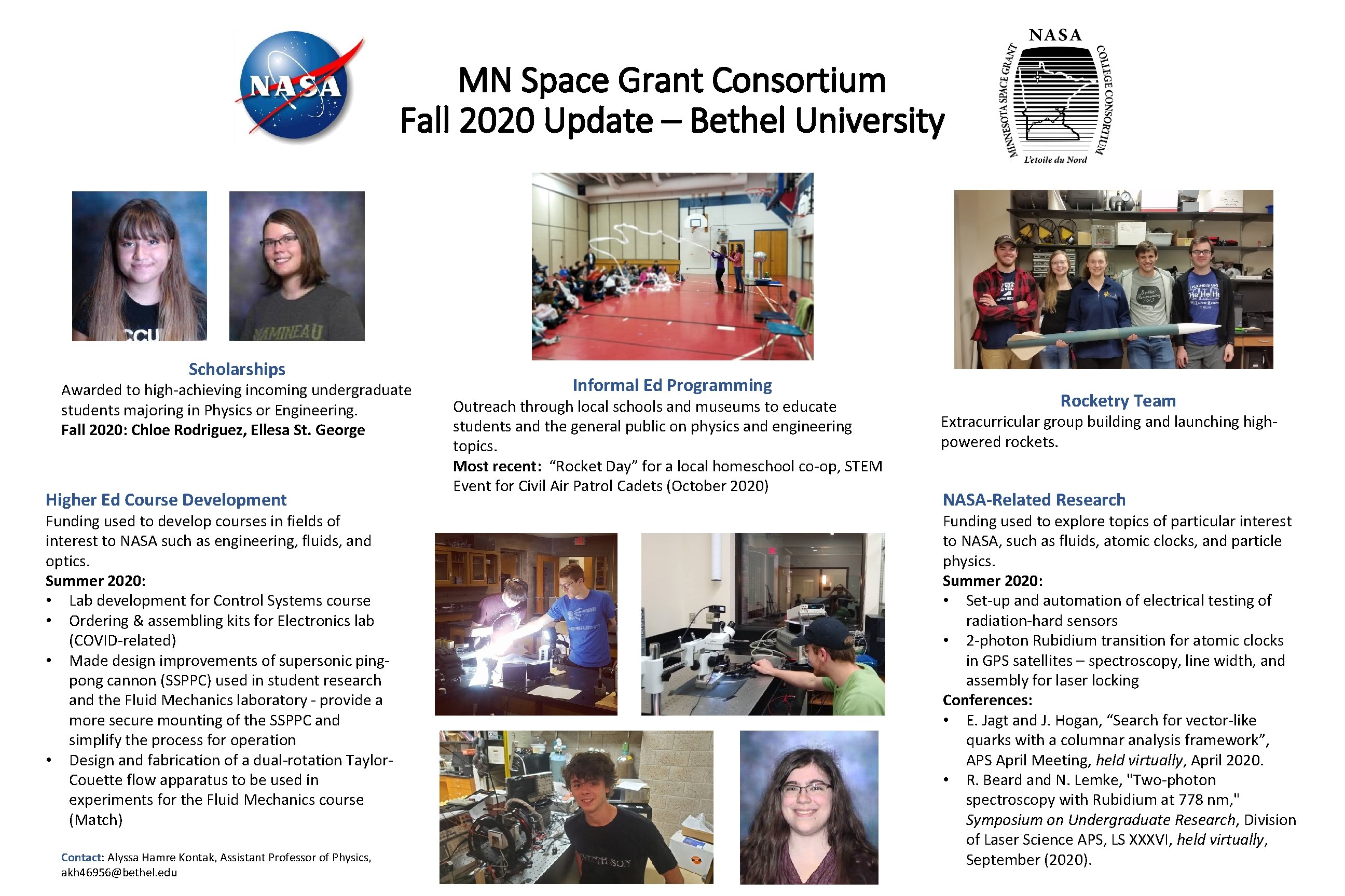 MN Space Grant Consortium Fall 2020 Update Bethel