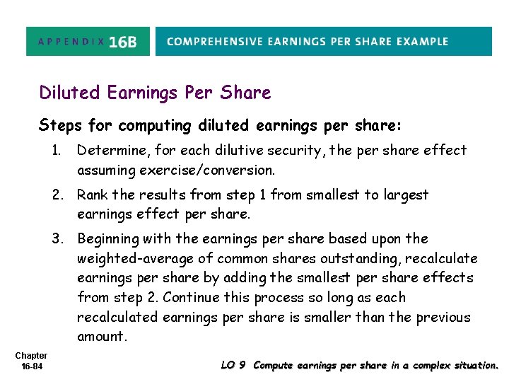 Diluted Earnings Per Share Steps for computing diluted earnings per share: 1. Determine, for