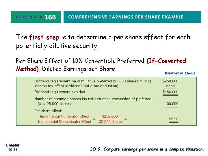 The first step is to determine a per share effect for each potentially dilutive