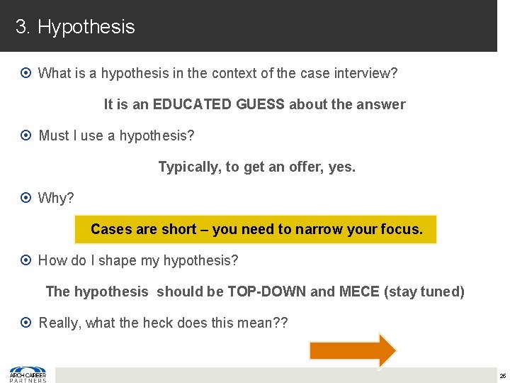 3. Hypothesis What is a hypothesis in the context of the case interview? It