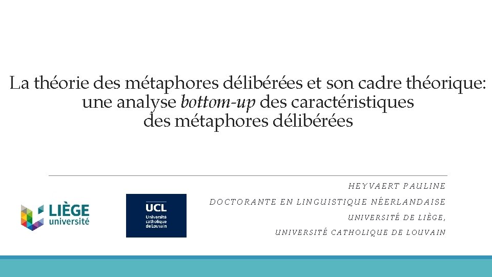 La théorie des métaphores délibérées et son cadre théorique: une analyse bottom-up des caractéristiques