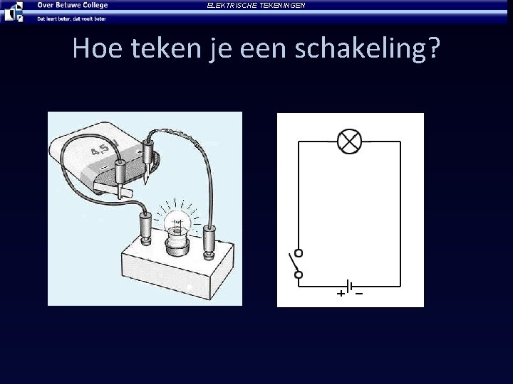 ELEKTRISCHE TEKENINGEN Hoe teken je een schakeling? 