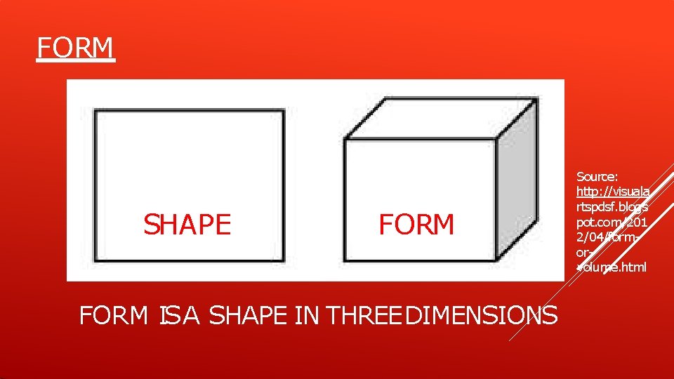FORM SHAPE FORM IS A SHAPE IN THREEDIMENSIONS Source: http: //visuala rtspdsf. blogs pot.