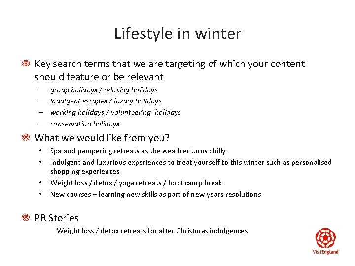 Lifestyle in winter Key search terms that we are targeting of which your content