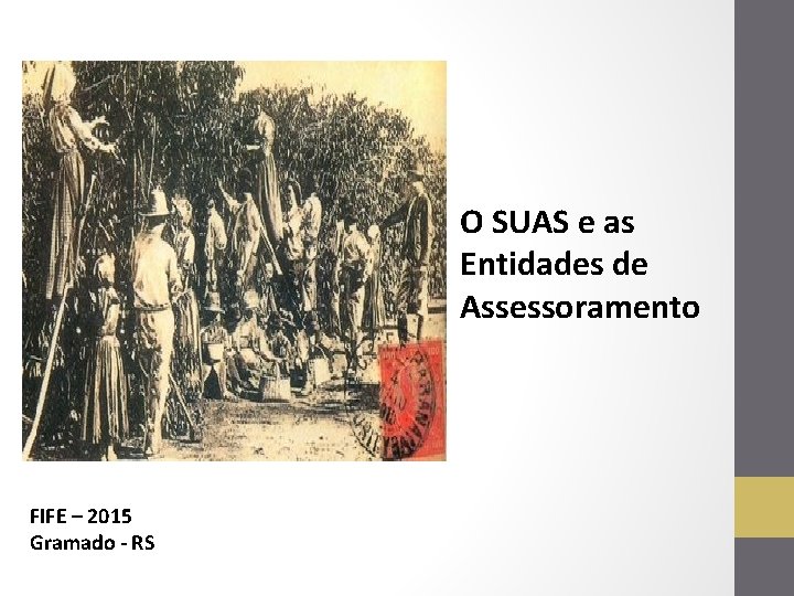 O SUAS e as Entidades de Assessoramento FIFE – 2015 Gramado - RS 