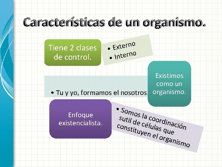 Características de un organismo. Tiene 2 clases de control. rno e t x E Características de un organismo. Tiene 2 clases de control. rno e t x E